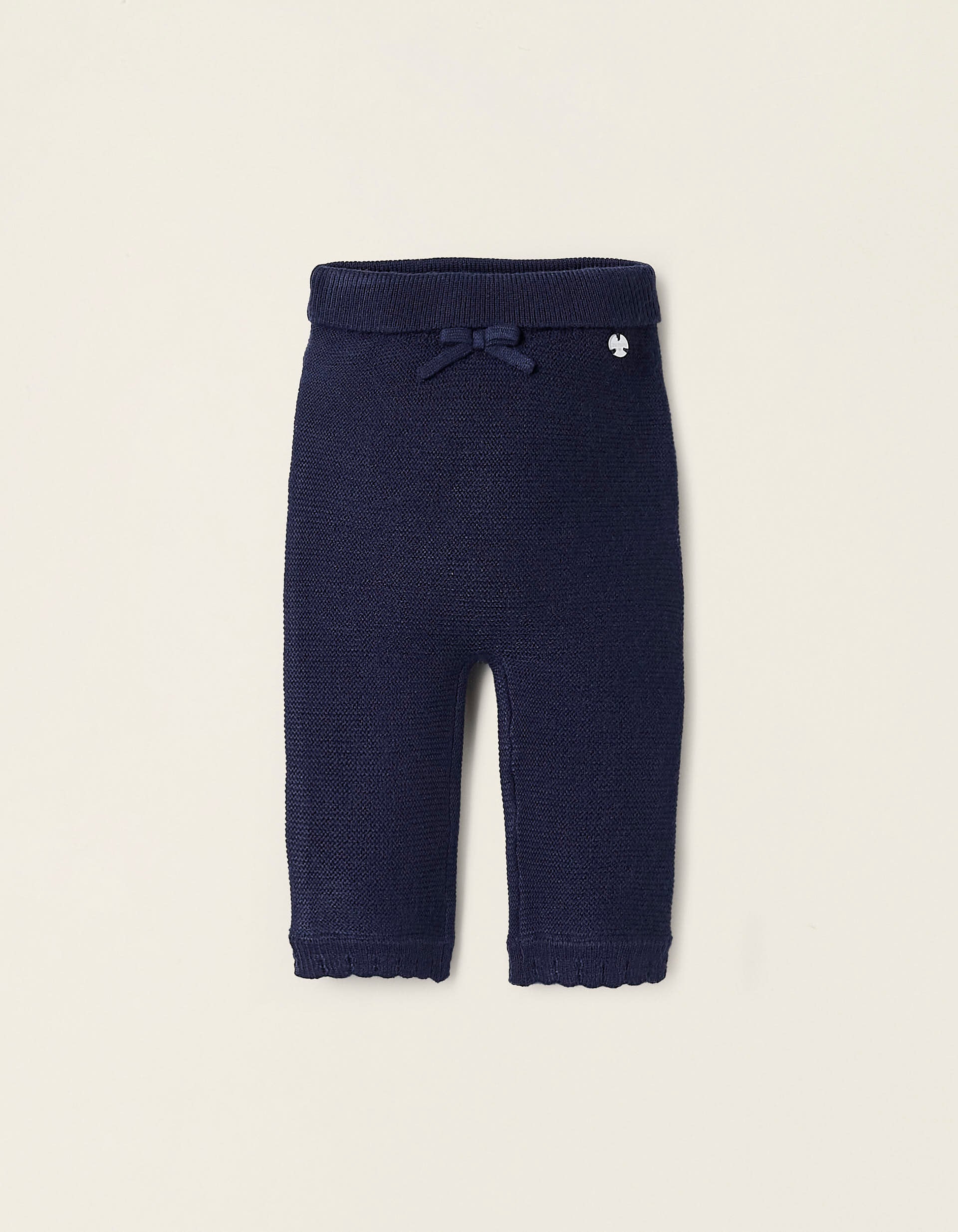 Knit Trousers with Bow for Newborn Girls, Dark Blue