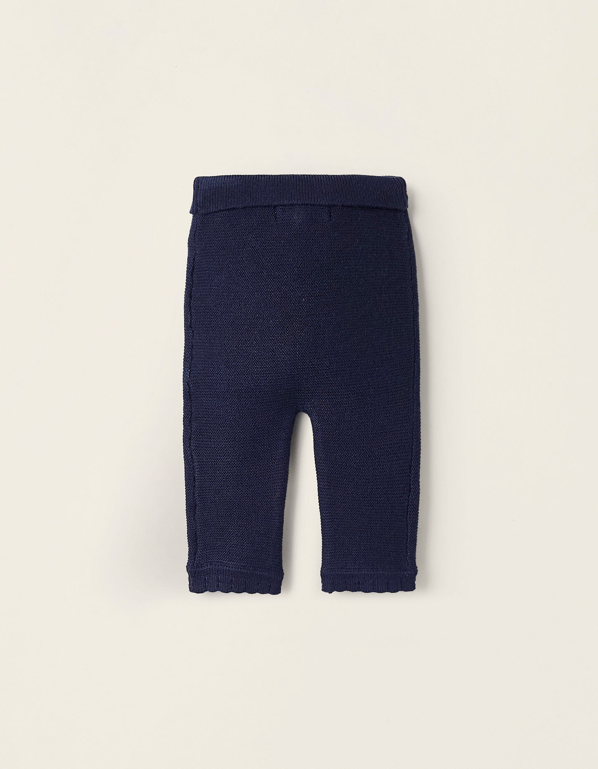 Knit Trousers with Bow for Newborn Girls, Dark Blue