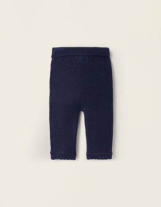 Pantalón de Punto con Lacito para recién Nacida, Azul Oscuro