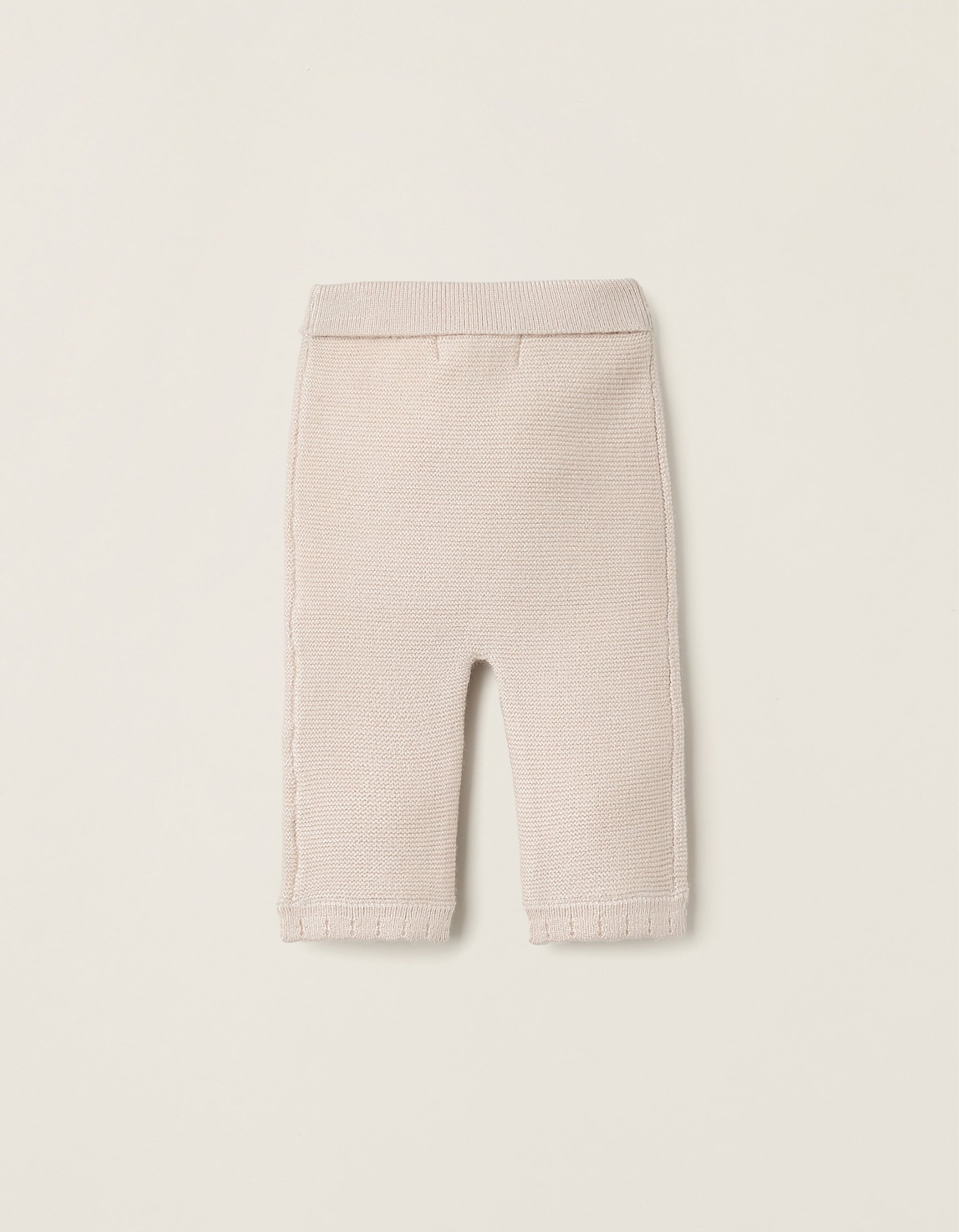 Knit Trousers with Bow for Newborn Girls, Beige