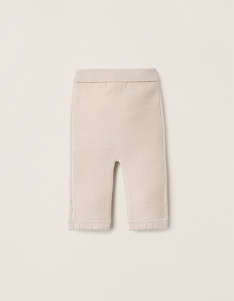 Pantalón de Punto con Lacito para Recién Nacida, Beige