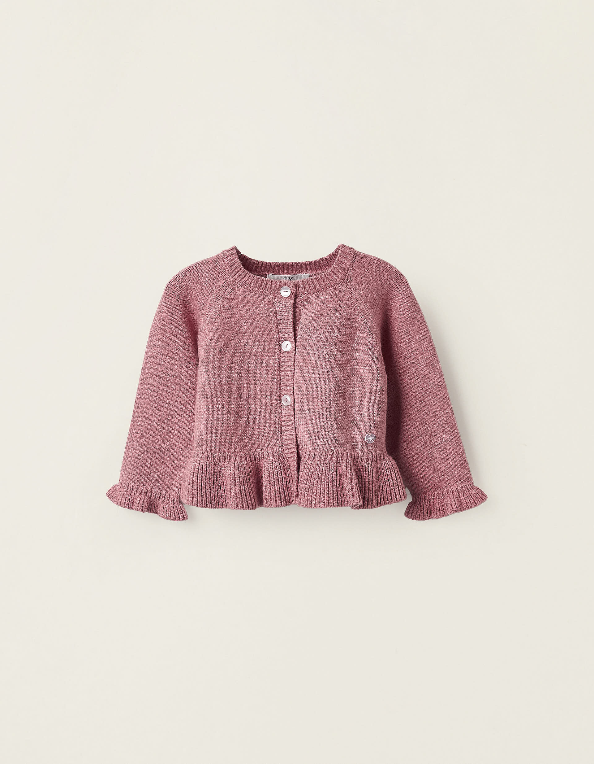 Cardigan with Ruffles for Newborn Girls, Pink