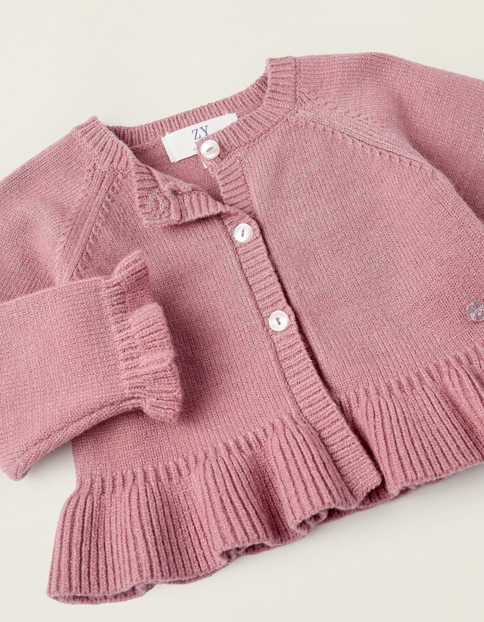 Cardigan with Ruffles for Newborn Girls, Pink