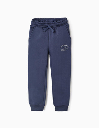 Pantalon en Coton Gratté pour Garçon 'ZY Paris', Bleu Foncé