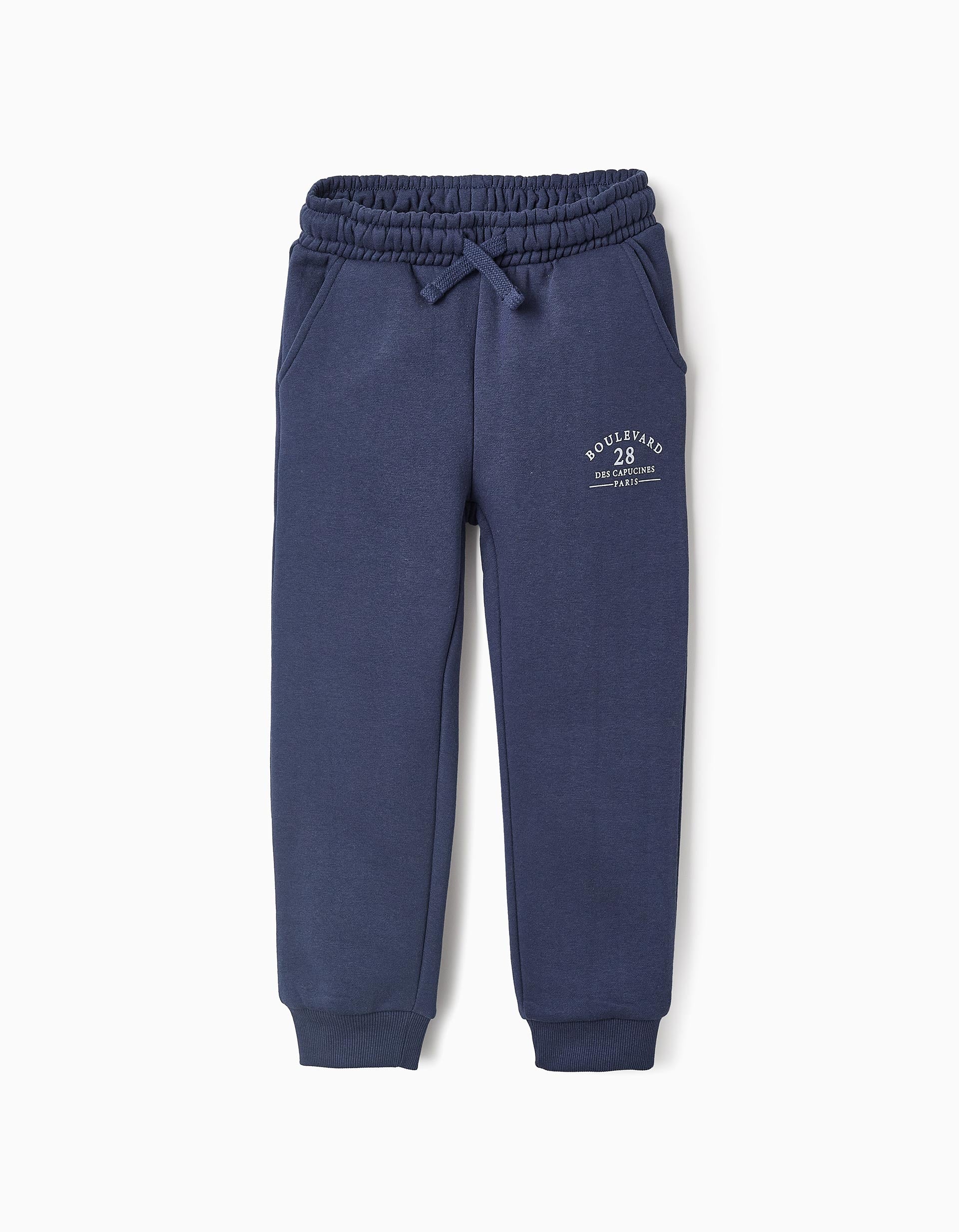 Fleece Cotton Joggers for Boys 'ZY Paris', Dark Blue