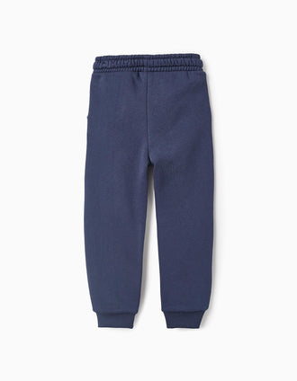 Pantalon en Coton Gratté pour Garçon 'ZY Paris', Bleu Foncé