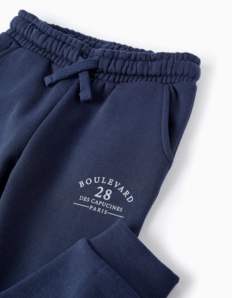 Pantalon en Coton Gratté pour Garçon 'ZY Paris', Bleu Foncé