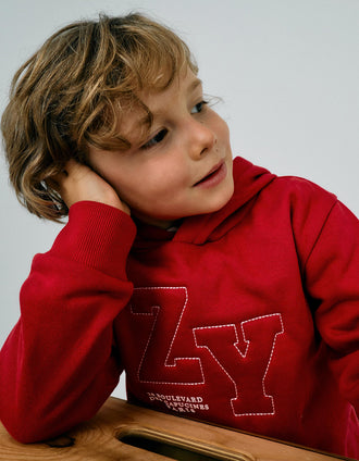 Sweat Gratté Avec Capuche pour Garçon 'ZY Paris', Rouge