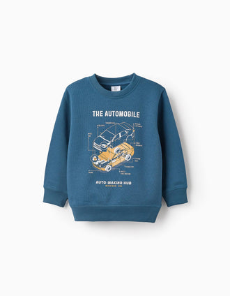 Sweat Gratté pour Garçon 'Mécanique', Turquoise
