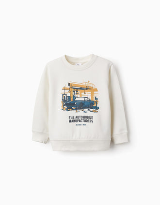 Sweat Gratté pour Garçon 'Detroit', Blanc