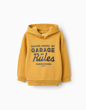 Sweat Gratté avec Capuche pour Garçon 'My Garage', Jaune