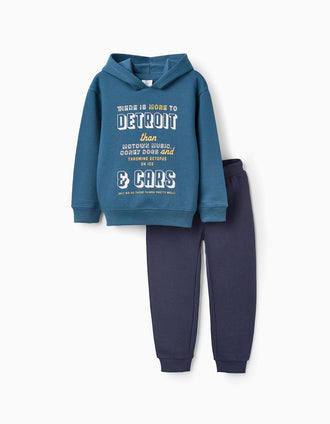 Sudadera + Pantalón Perchado para Niño 'Detroit', Turquesa/Azul Oscuro