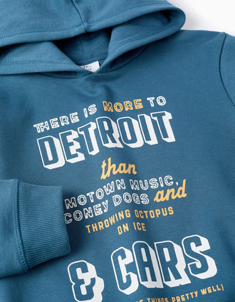Sweat + Calças Cardadas para Menino 'Detroit', Turquesa/Azul Escuro