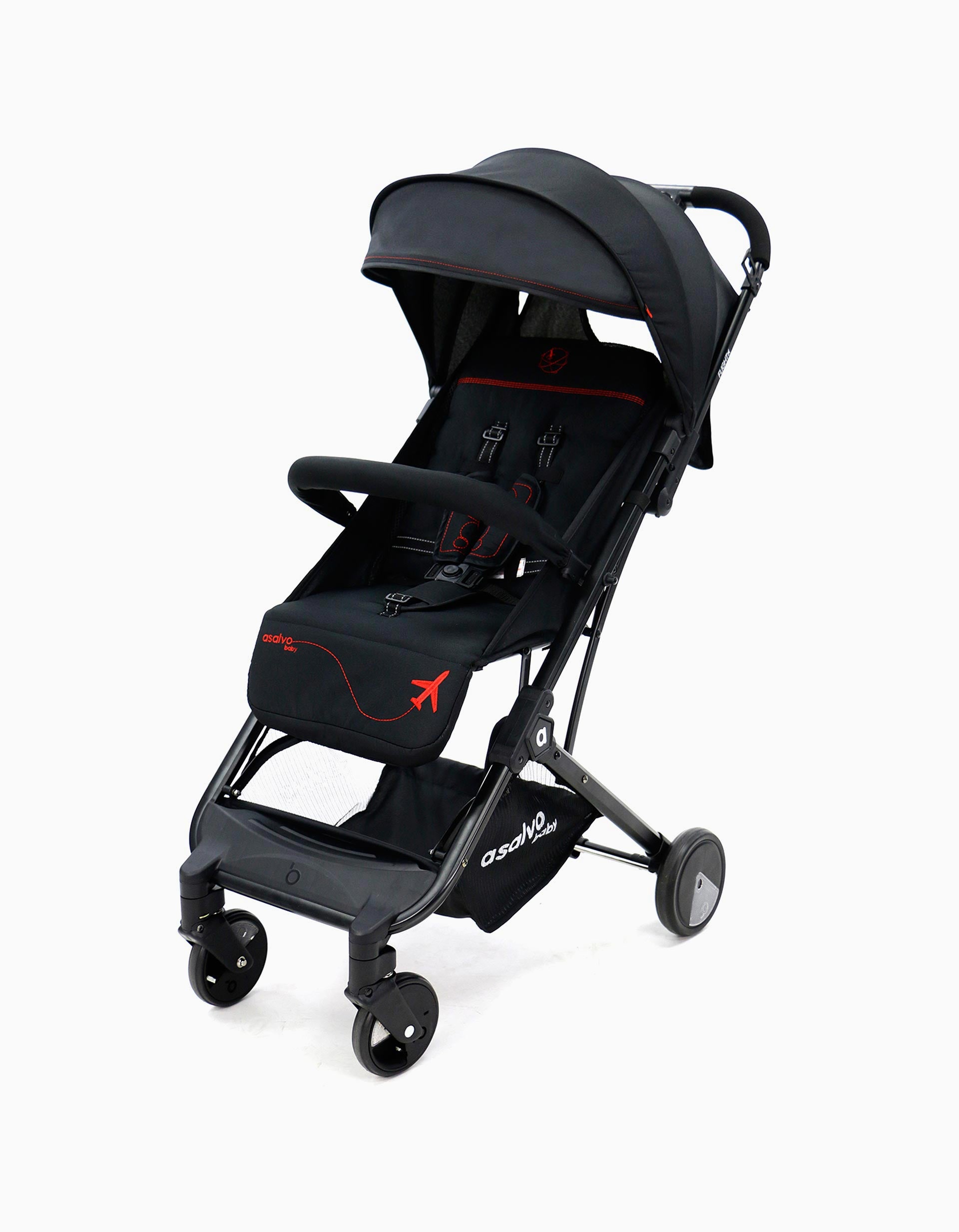 Carrinho De Passeio Asalvo Flight Black Red, Preto