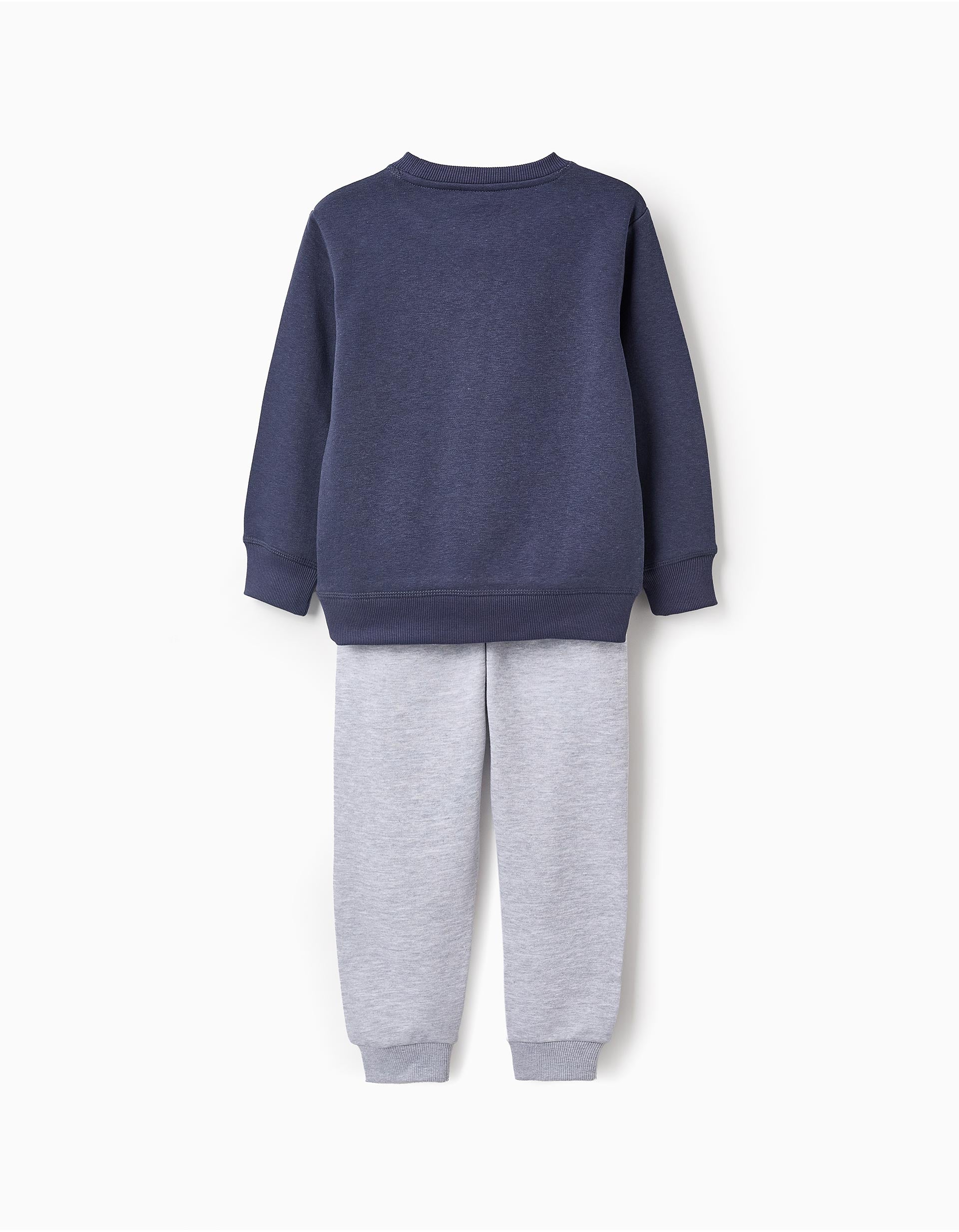 Fleece Sweatshirt + Trousers for Boys 'Automobile', Blue/Grey