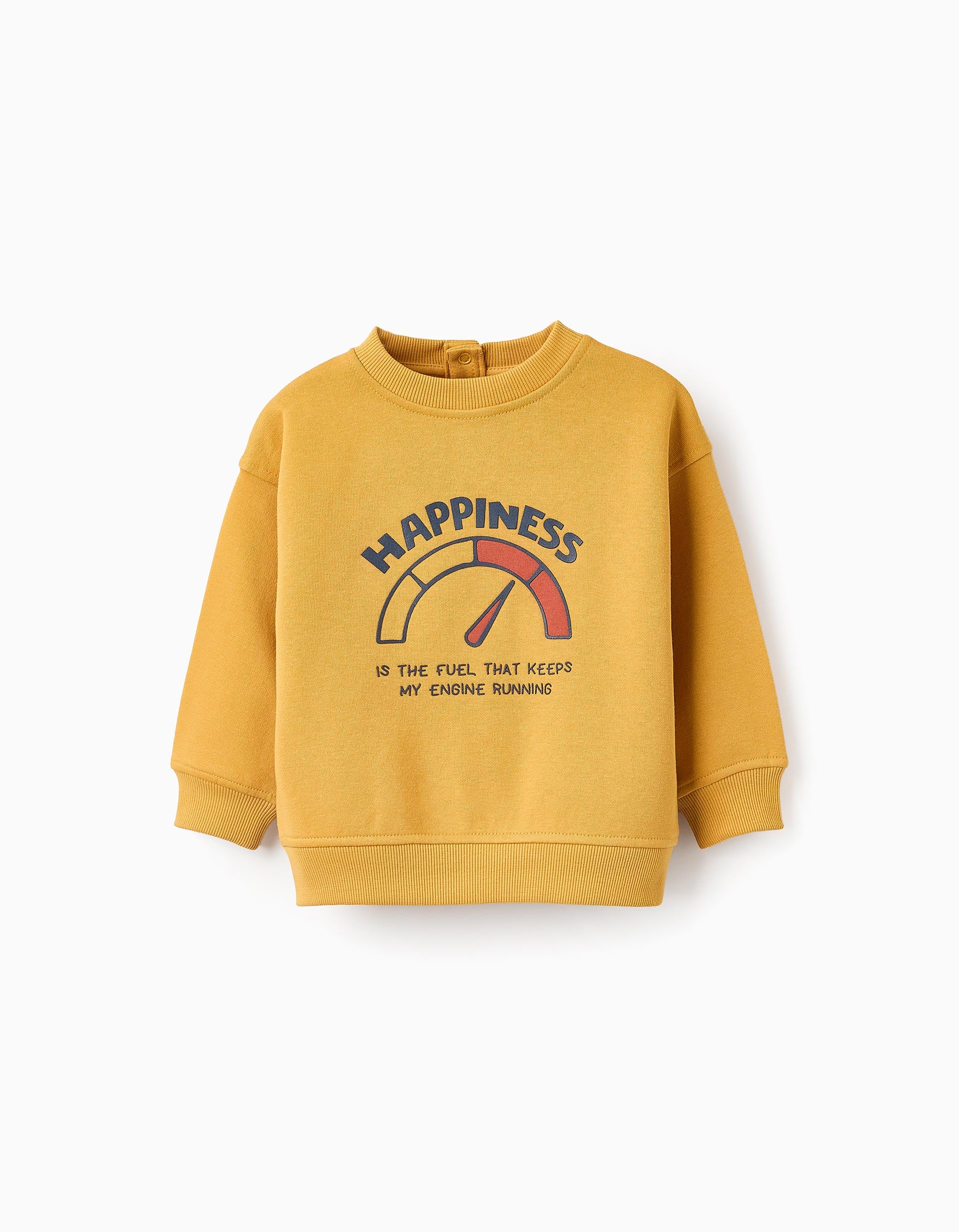 Fleece Sweatshirt for Baby Boys 'Happiness', Yellow