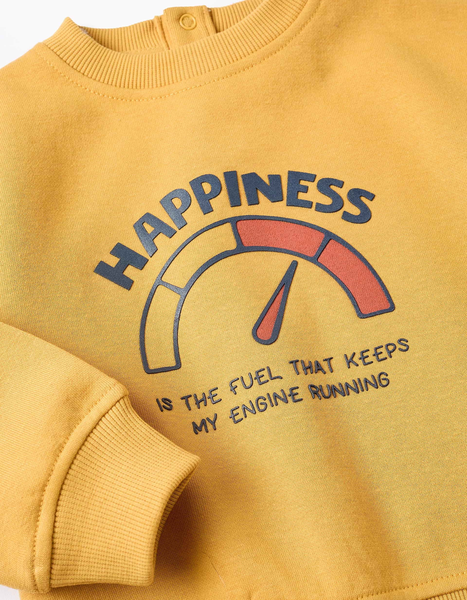 Fleece Sweatshirt for Baby Boys 'Happiness', Yellow