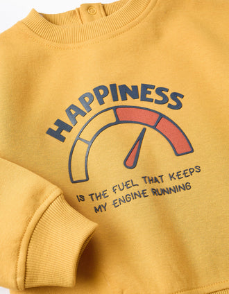Sweat Cardada para Bebé Menino 'Happiness', Amarelo