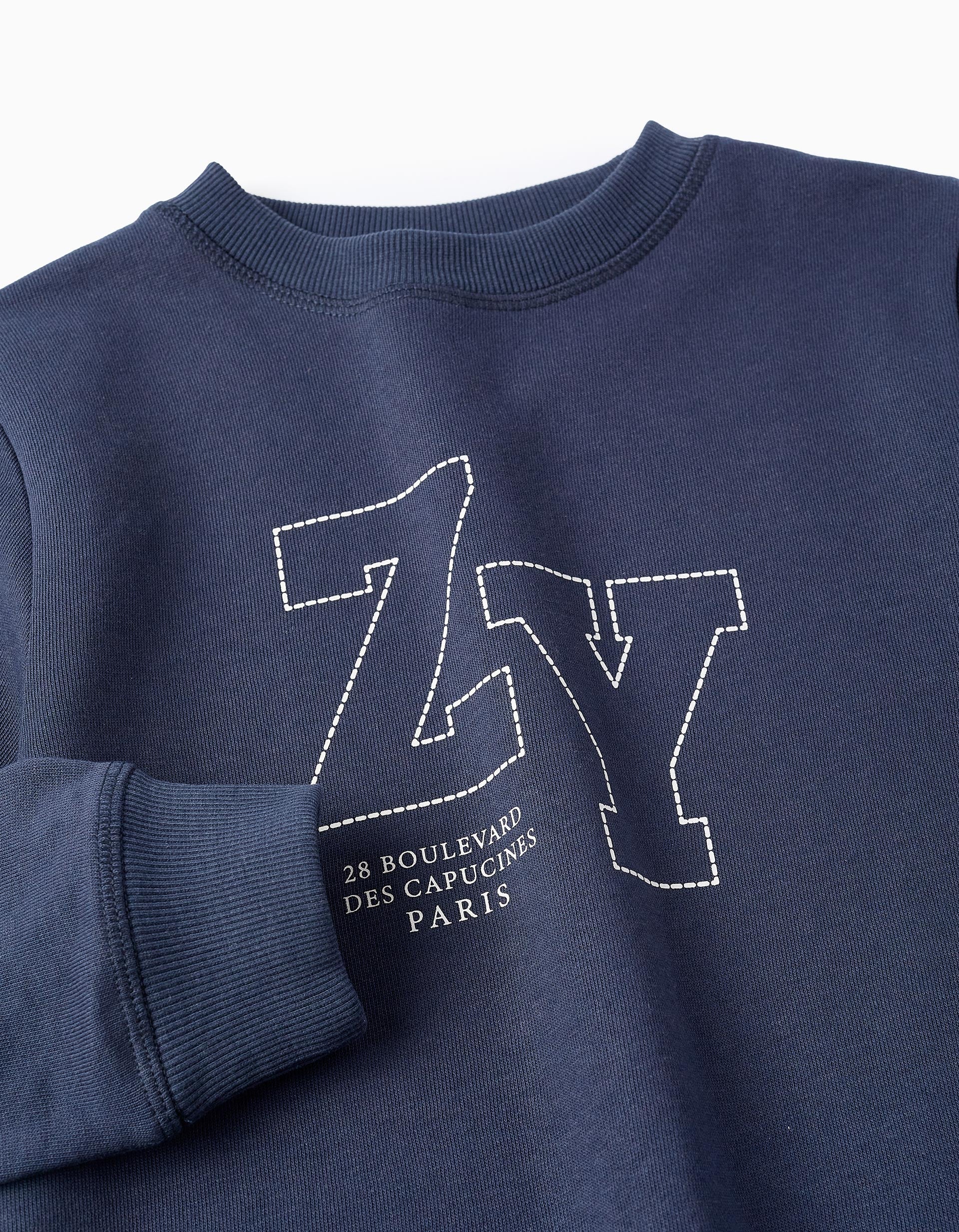 Printed Sweatshirt for Boys 'ZY Paris', Dark Blue