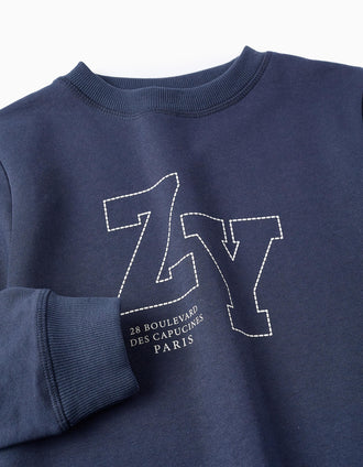 Sudadera con Estampado para Niño 'ZY Paris', Azul Oscuro