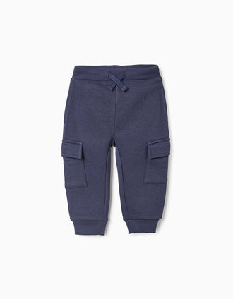 Pantalón Jogger Perchado con Bolsillos Cargo para Bebé Niño, Azul