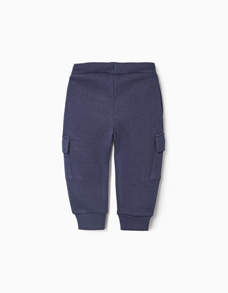 Pantalón Jogger Perchado con Bolsillos Cargo para Bebé Niño, Azul