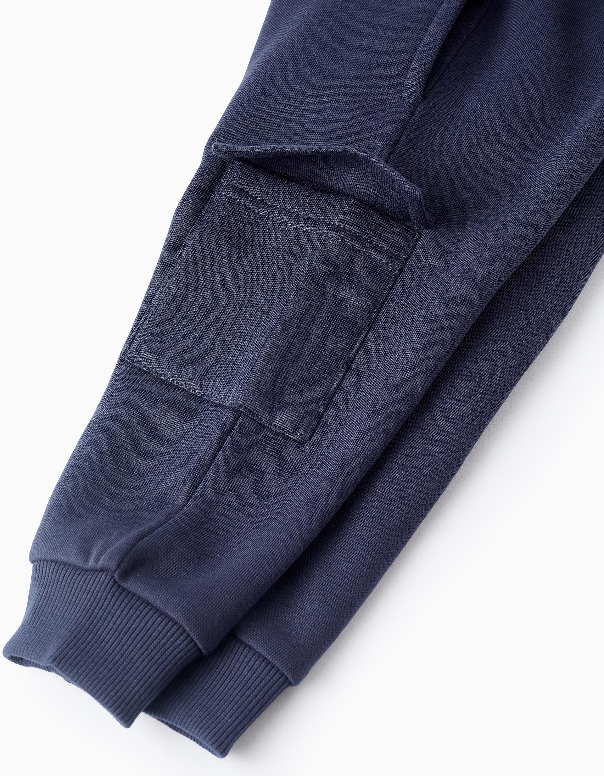 Fleece Joggers with Cargo Pockets for Baby Boys, Blue