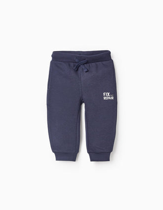 Calças de Treino Cardadas para Bebé Menino, Azul Escuro