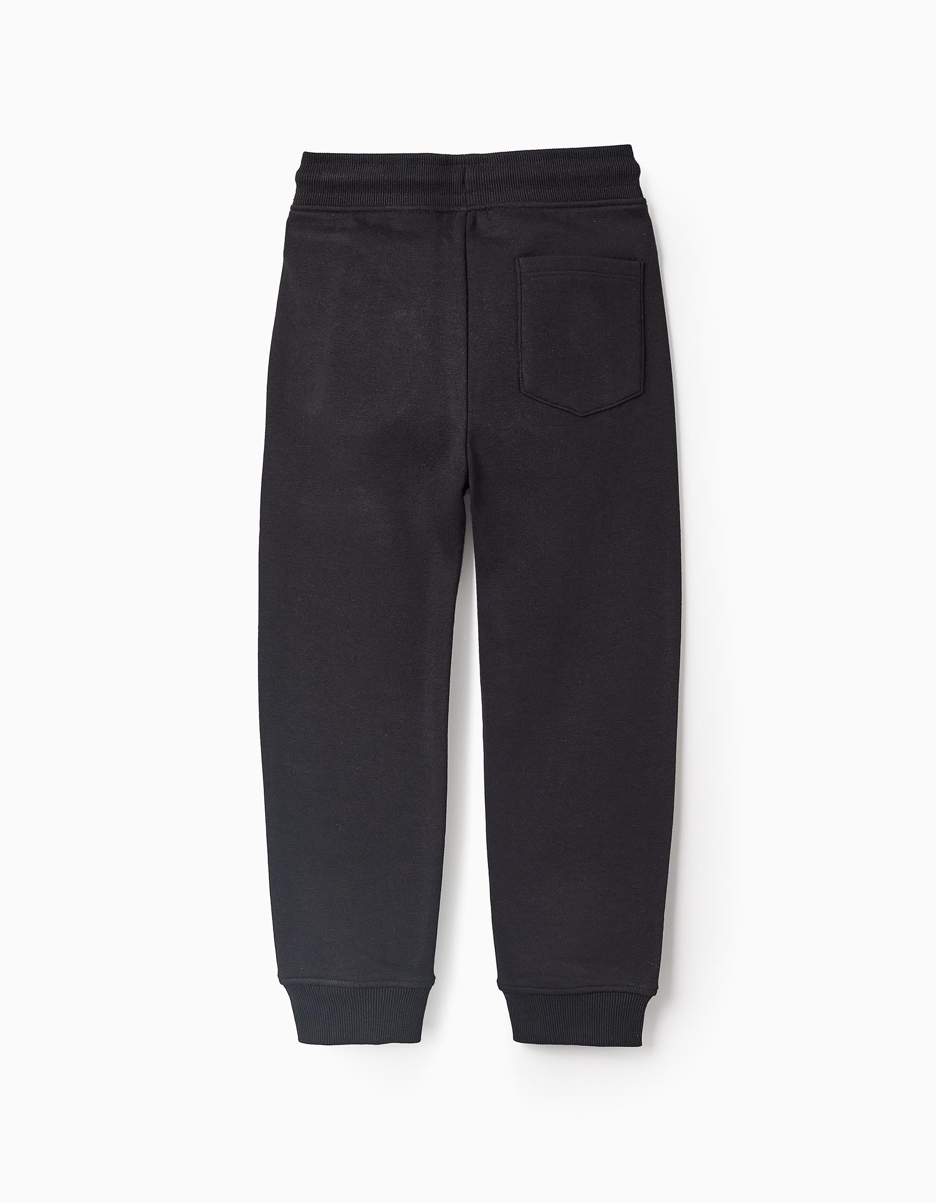 Fleece Joggers with Drawstring for Boys, Black