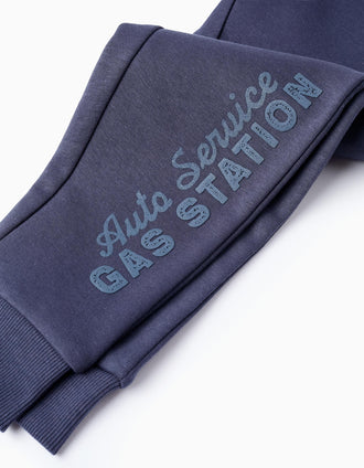 Pantalon de Jogging Gratté pour Garçon 'Gas Station', Bleu Foncé