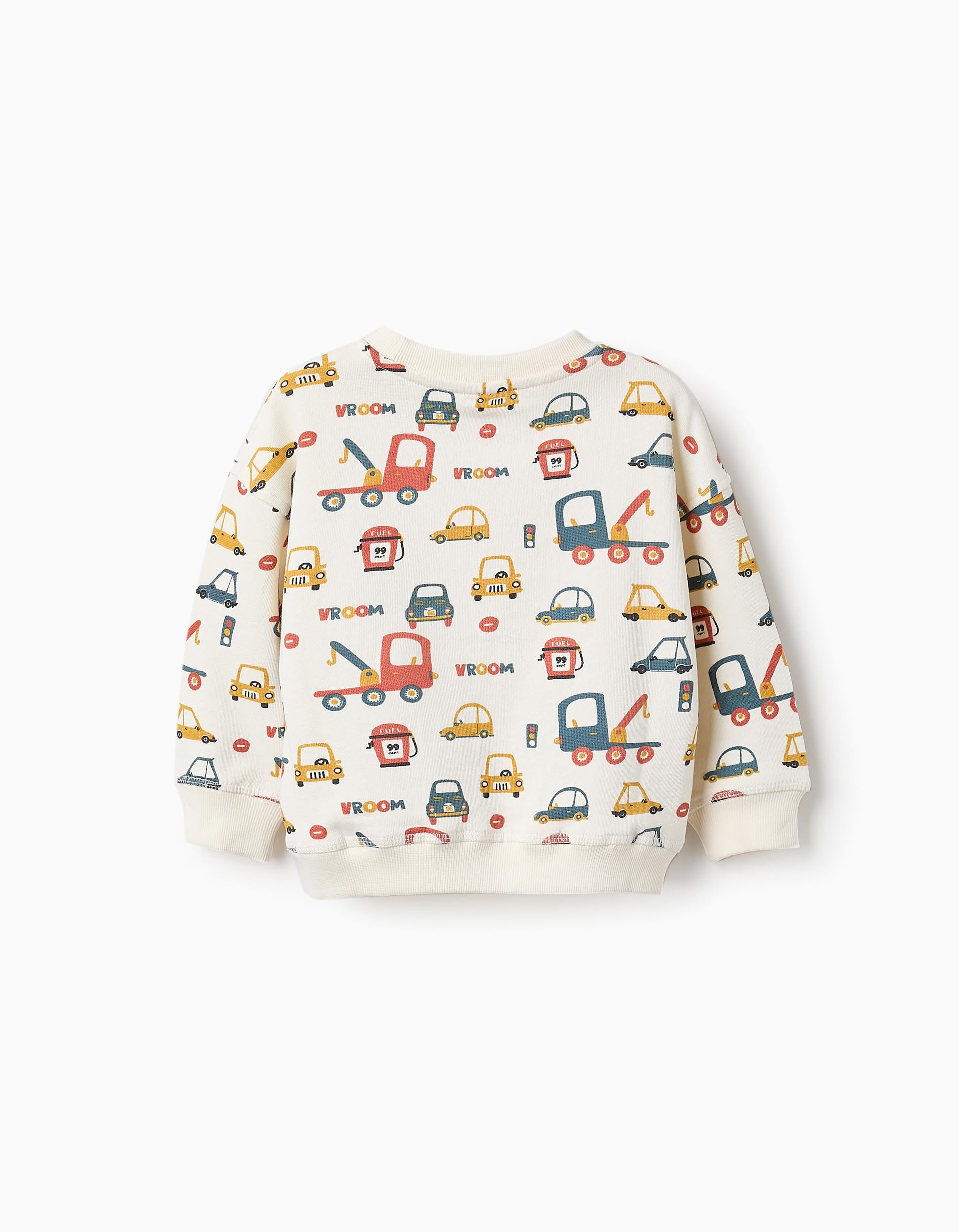 Cotton Sweatshirt for Baby Boys 'Vehicles', Beige