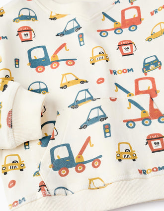 Sudadera de Algodón para Bebé Niño 'Vehículos', Beige