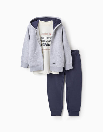 Casaco + T-shirt + Calças Cardadas para Menino 'Detroit', Multicolor