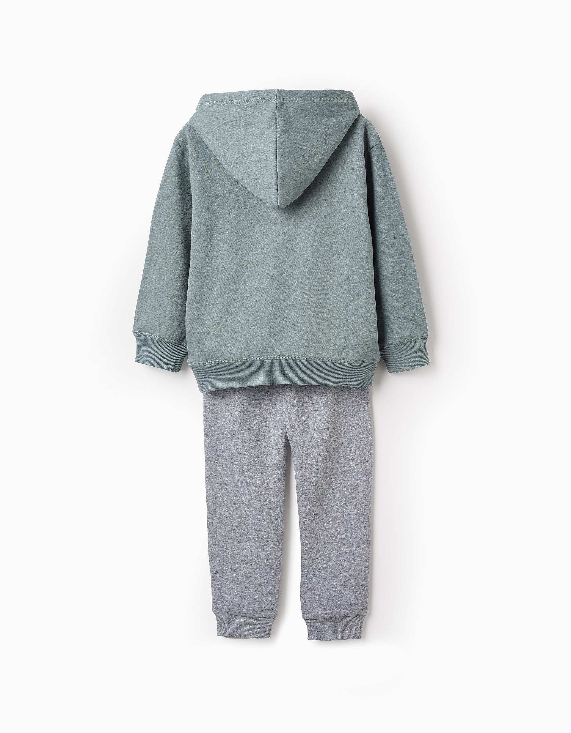 Fleece Sweatshirt + Trousers for Boys 'Chicago', Green/Grey