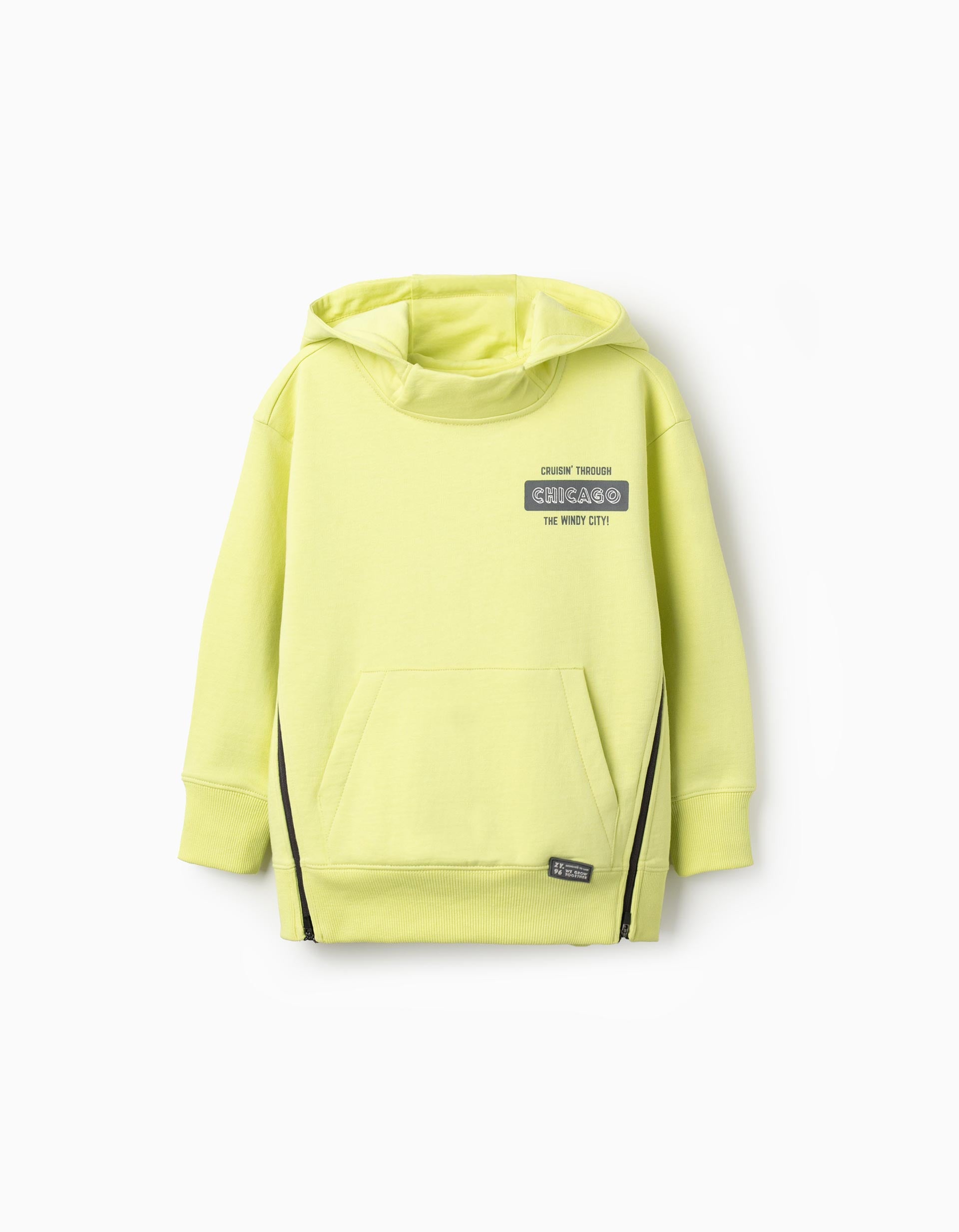 Cotton Sweatshirt for Boys 'Chicago', Fluorescent Yellow