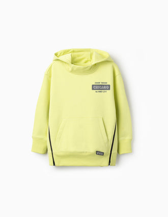 Sweat en Coton pour Garçon 'Chicago', Jaune Fluorescent