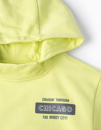 Sweat en Coton pour Garçon 'Chicago', Jaune Fluorescent