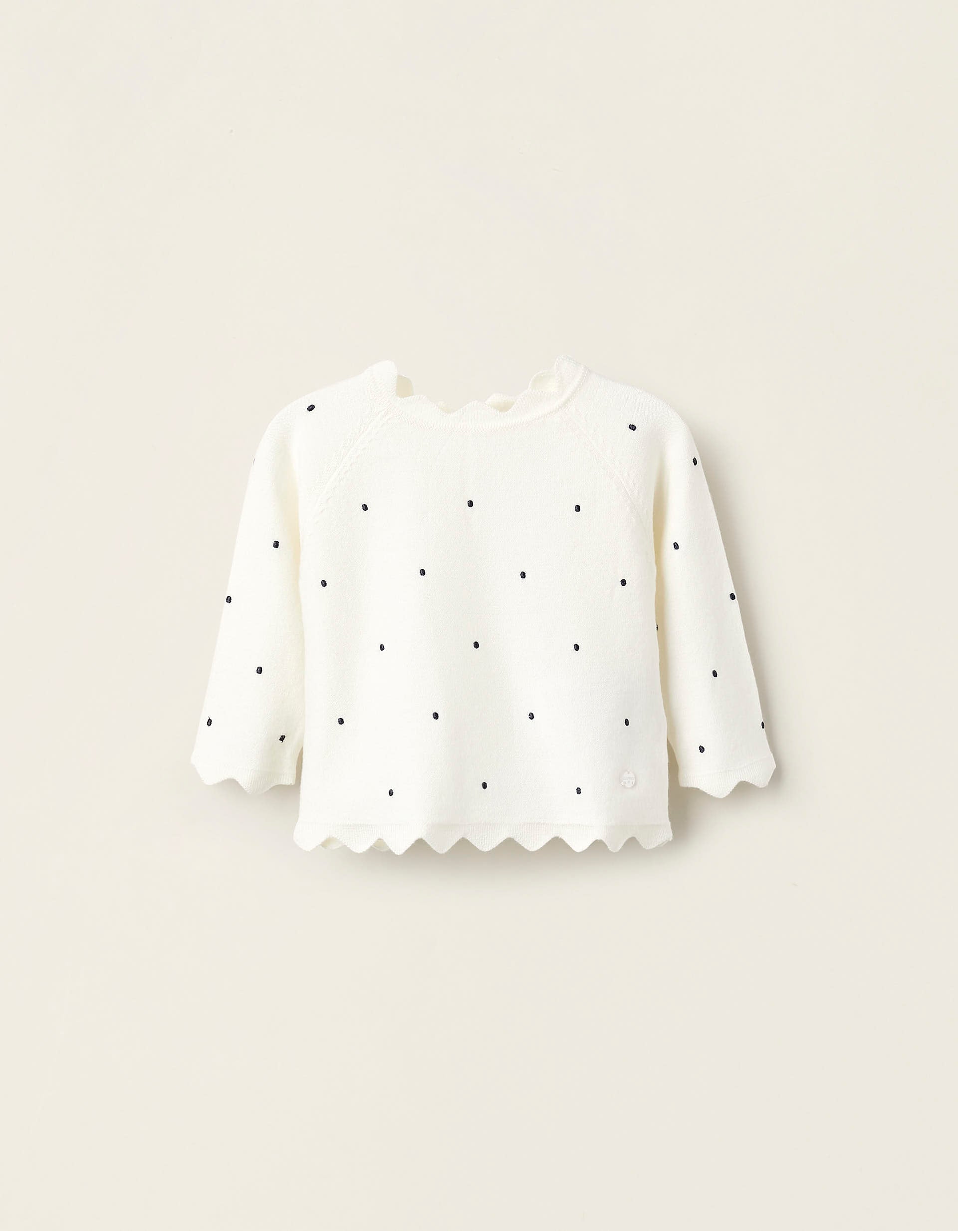 Polka Dot Jumper for Newborn Girls, White