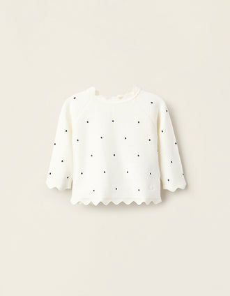 Camiseta a Lunares para Recién Nacida, Blanco