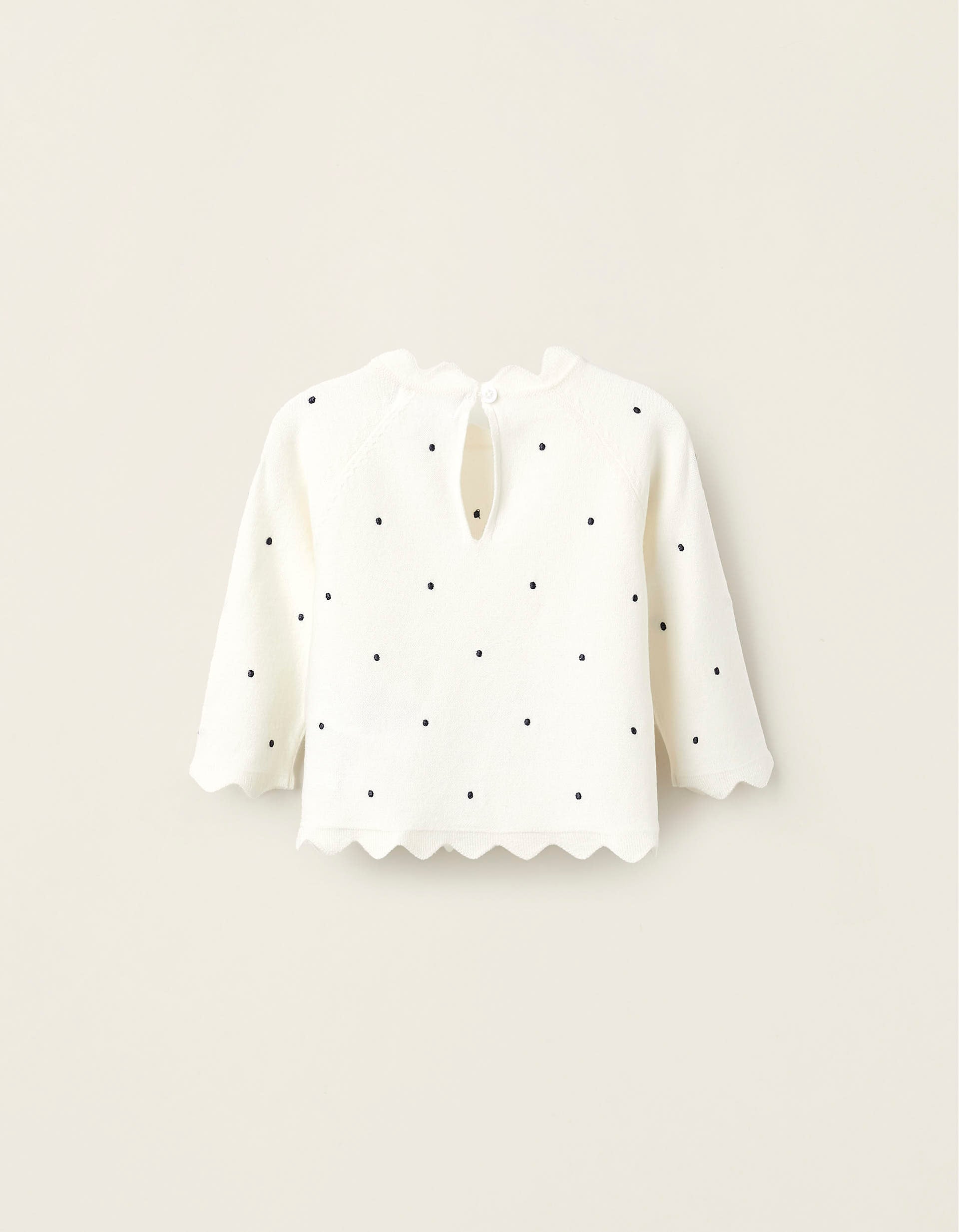 Polka Dot Jumper for Newborn Girls, White