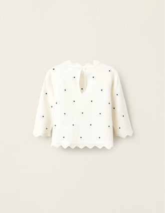 Camiseta a Lunares para Recién Nacida, Blanco