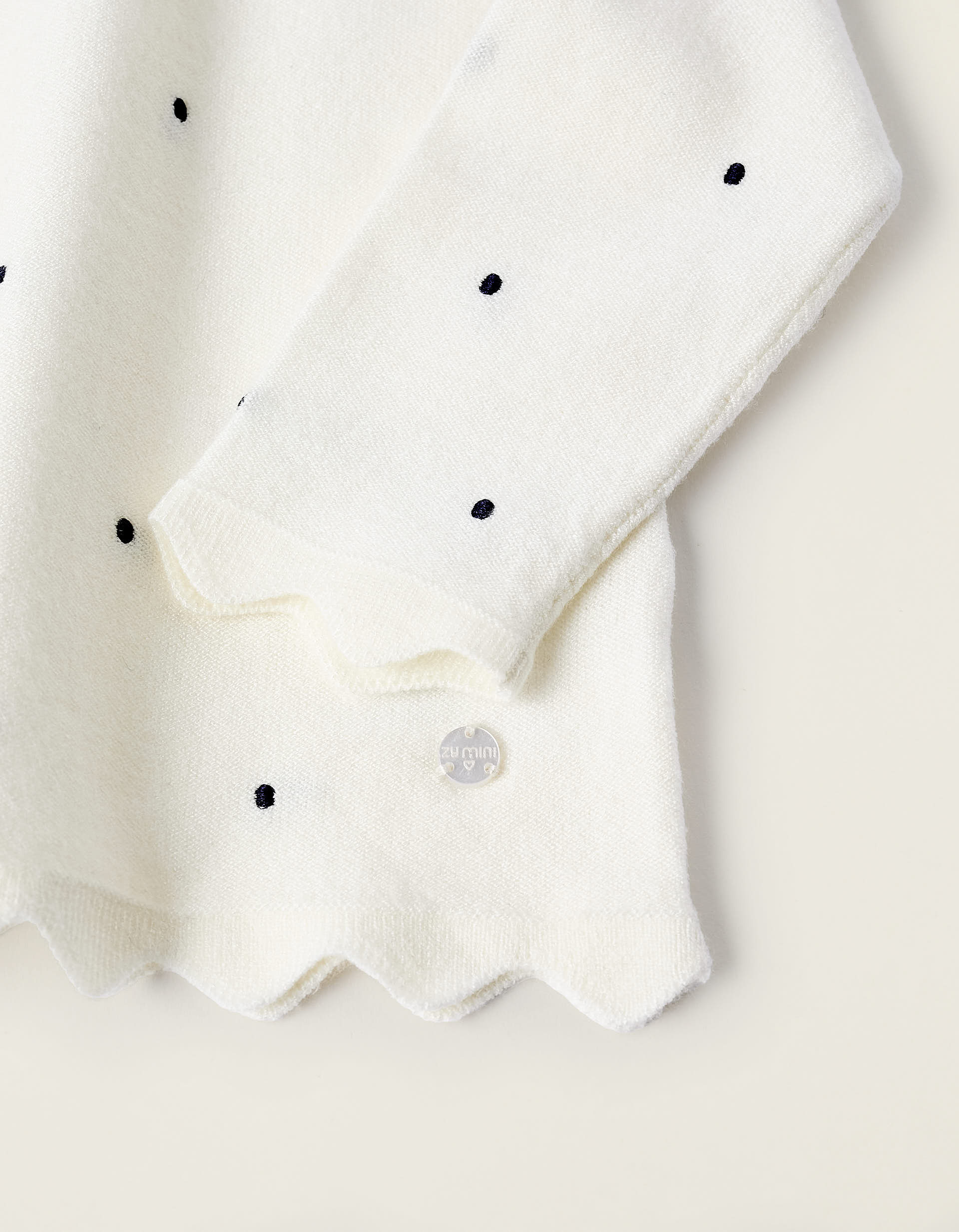 Polka Dot Jumper for Newborn Girls, White