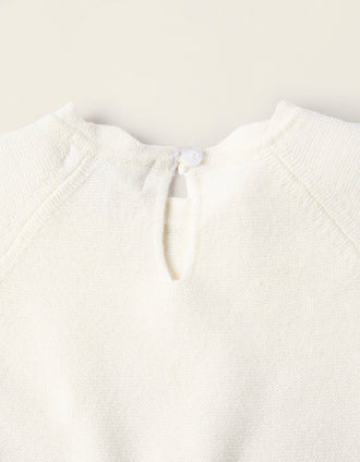 Camiseta + Cubrepañal de Punto para Recién Nacida, Blanco