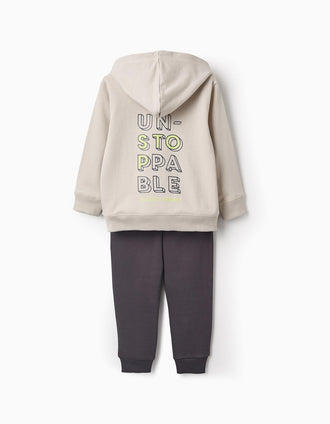 Chándal Perchado para Niño 'Chicago', Beige/Gris Oscuro
