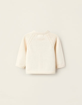 Chaqueta de Punto de Algodón para Recién Nacido, Blanco