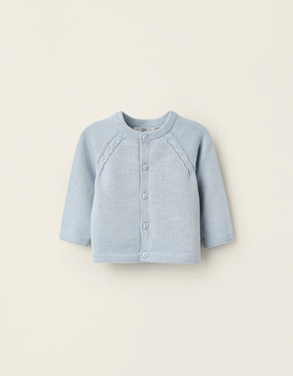 Chaqueta de Punto de Algodón para Recién Nacido, Azul