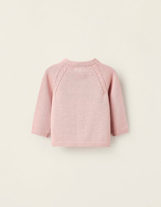 Chaqueta de Punto de Algodón para Recién Nacida, Rosa