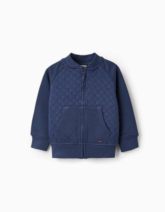 Veste Gaufrée pour Bébé Garçon, Bleu Foncé