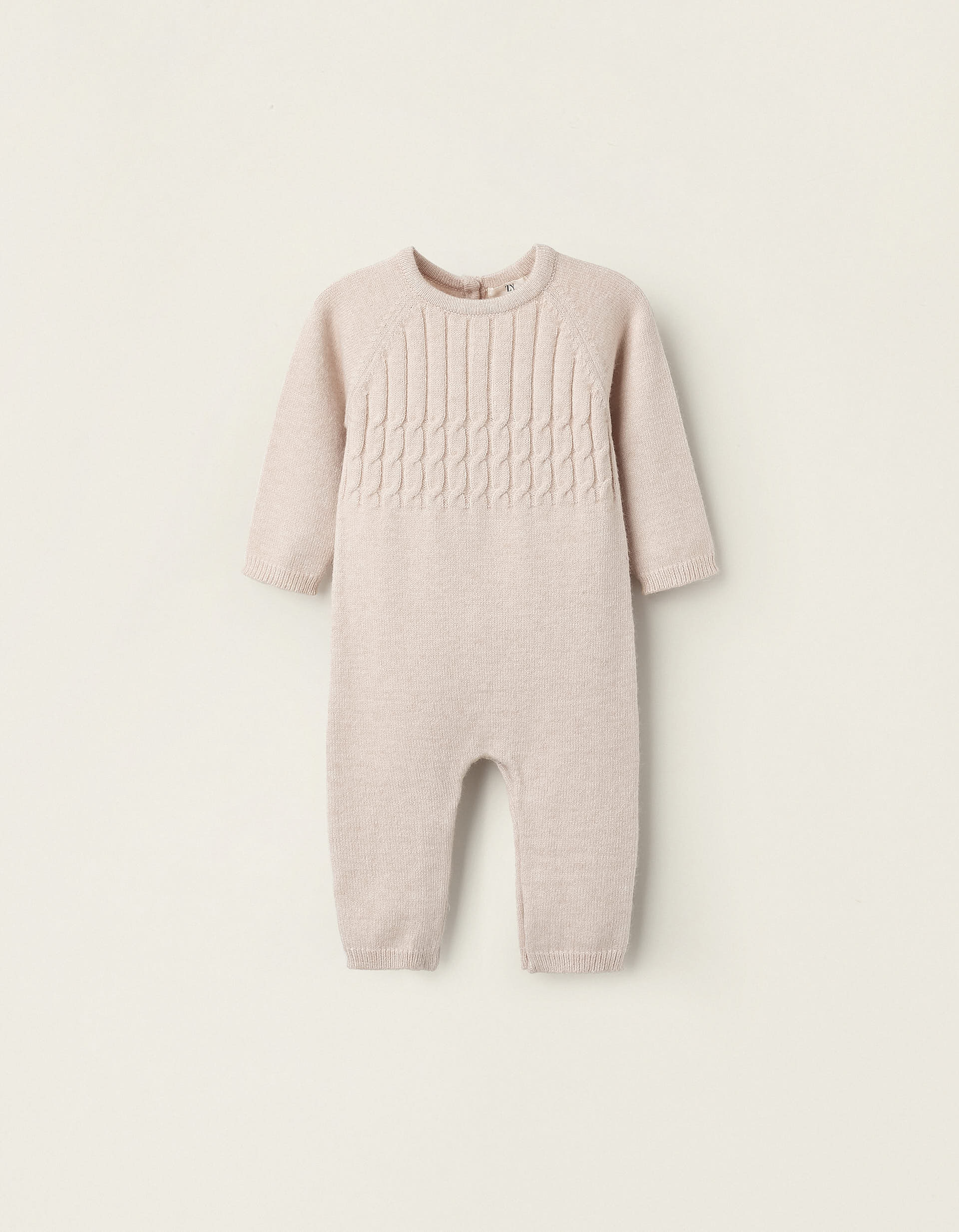 Knitted Jumpsuit for Baby Boys, Beige