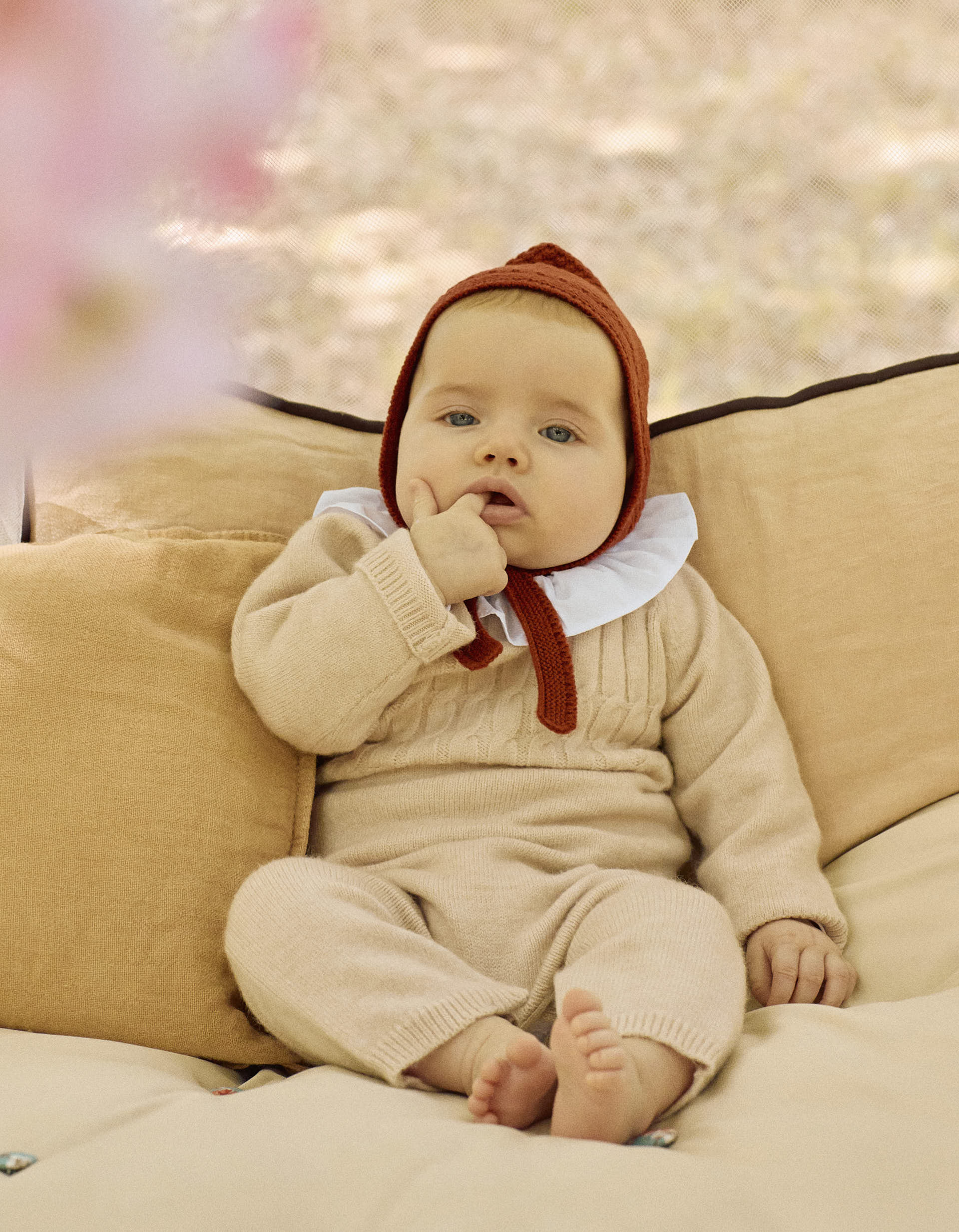 Knitted Jumpsuit for Baby Boys, Beige